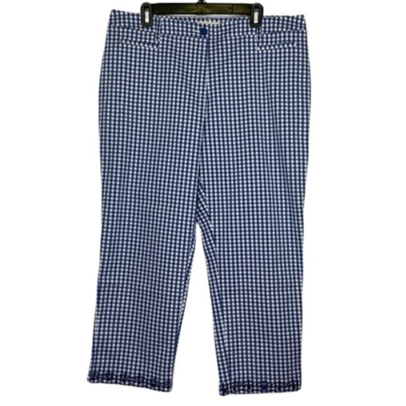 Talbots women's gingham ankle cropped pants blue white size 16 - Picture 1 of 10